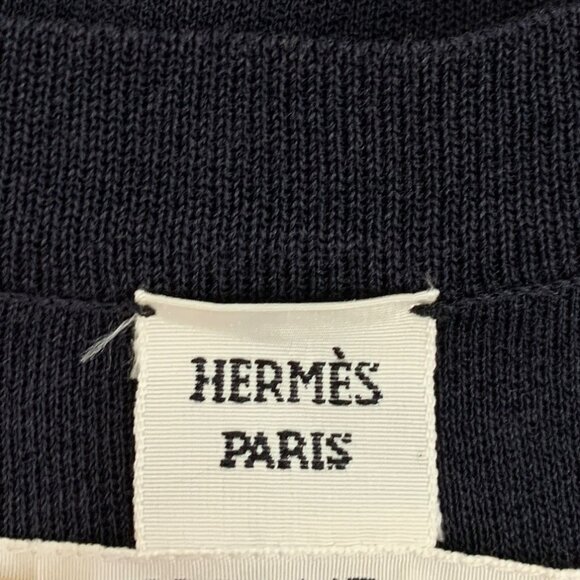 Hermes Black patterned silk V-neck pullover knit sweater - Picture 5 of 8